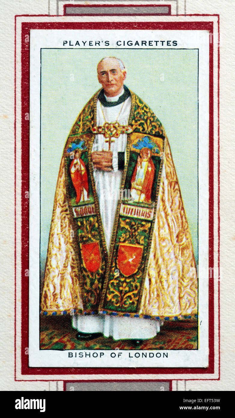 Player`s cigarette card - Bishop of London Stock Photo